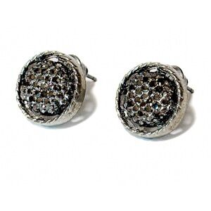NEW - Chic Versatile Silver & Gunmetal Honeycomb Design Stud Earrings